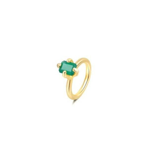Green Agate Ring Gold Vermeil - Zafari Studio Jewelry